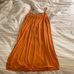 Lulus Sundress midi length, lined with legs slit. Size:small Color:orange